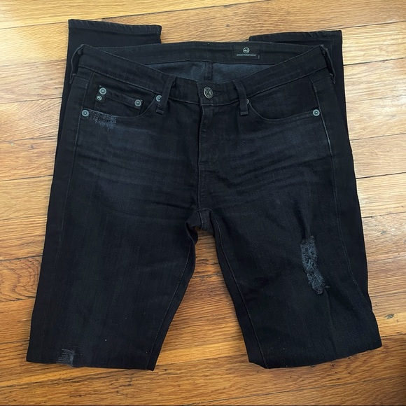 AG Jeans 2 Years Remote Mended Slim Straight Ripped Washed Black Jeans Size 25 - Picture 2 of 7